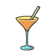 Alcoholic or non-alcoholic drinks with ice and slices of orange and lime. Margarita tasty beverage with cherry. Bloody marry in pub or bar, restaurant serving menu. Vector in flat cartoon style