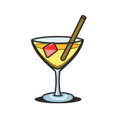 Alcoholic or non-alcoholic drinks with ice and slices of orange and lime. Margarita tasty beverage with cherry. Bloody marry in pub or bar, restaurant serving menu. Vector in flat cartoon style