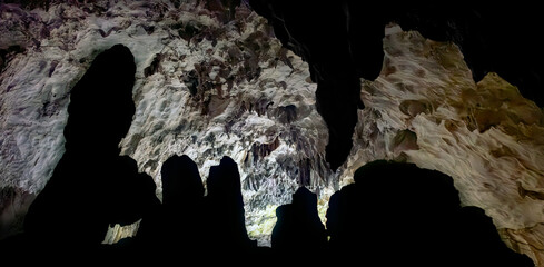 Silhouetted Formations in Akiyoshido Cave, Japan