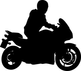 Motorcycle Rider Side View Silhouette Isolated Vector Illustration. AI generated illustration.