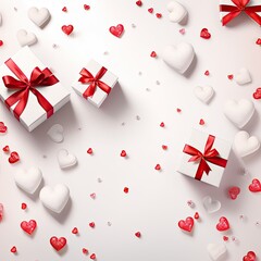 Valentine's Day scene with white gift boxes
