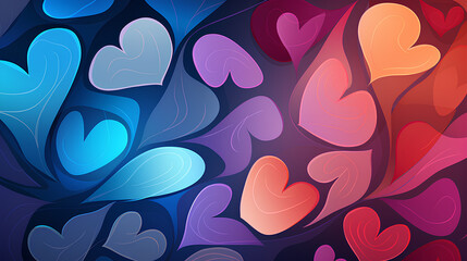 Fototapeta na wymiar Valentine's day, abstract background, multi-colored hearts against bokeh background. Concept: love, valentine's day, wedding.
