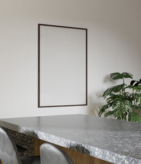 minimalist elegant frame mockup poster in the dining kitchen