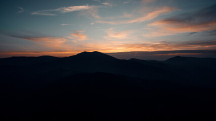 Mountain view with a sunset