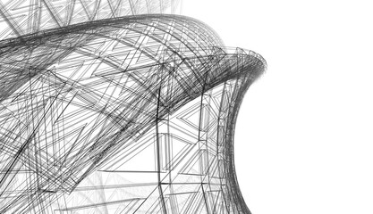 Futuristic architecture 3d illustration