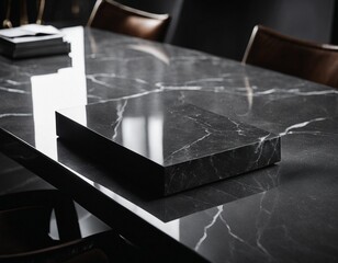 Professional interior design with expensive black marble and granite. Excellent background for presentation and product