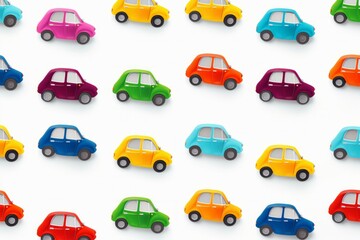 Naklejka premium Watercolor car, children seamless pattern with cute urban and public