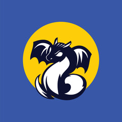 ROUND DRAGON ICON LOGO VECTOR