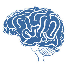 Blue Brain, drawing on transparent background