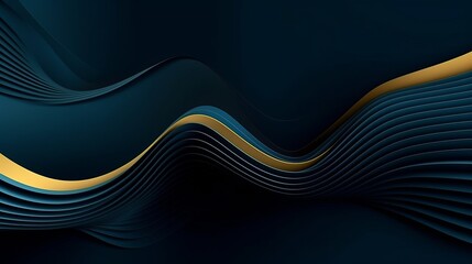 3D modern wave curve abstract presentation background. Luxury paper cut background. Abstract decoration, golden pattern, halftone gradients, 3d Vector illustration. Dark blue background.Design concept - obrazy, fototapety, plakaty