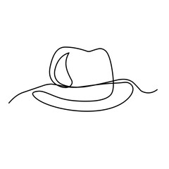 hat continuous line art