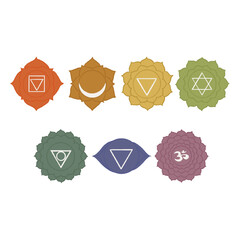Symbol of colorful chakras, 7 chakras on transparent background