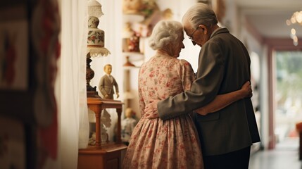 Fototapeta premium Happy senior couple from behind looking at front