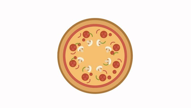 Animated pizza. The concept of the menu Pizza. Pizza animation motion graphic