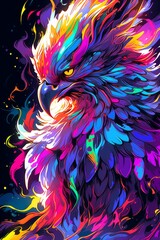 Fototapeta na wymiar abstract colorful background neon griffin