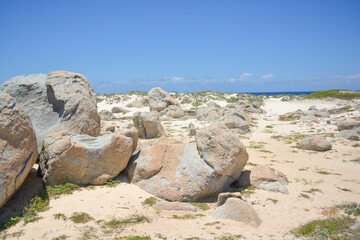 Boulder rocks at Aruba&rsquo;s sand dunes &ndash; Sasarawichi dunes at Hudishibana. 