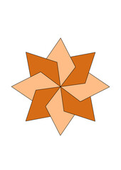 Eight-pointed star made of overlapping rhombuses, colored modern abstract design, isolated transparent, 3d