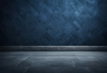 Dark blue abstract stone concrete paper texture background banner panorama with vignette - obrazy, fototapety, plakaty