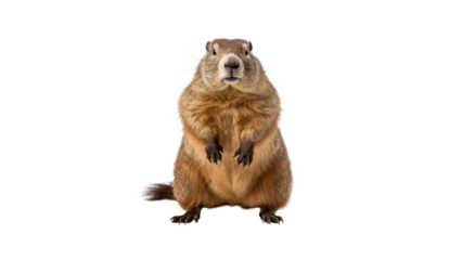 Groundhog Standout,  PNG Cutout for Design. Close-Up of Adorable Groundhog Standing on Hind Legs, Perfect Clipart Delight.