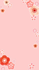 縦型素材・かわいい梅の花のイラストのフレーム