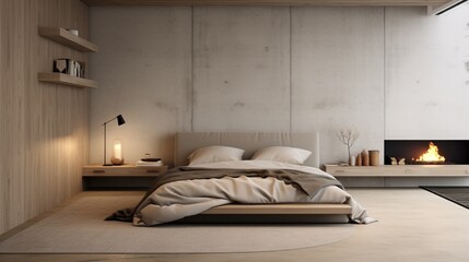 interior of bedroom with bed and pillows in white color scheme