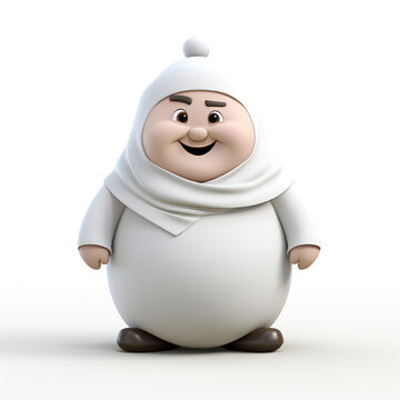 3D cute character wears white robe like a priest