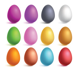 Easter eggs plain vector set design. Easter egg colorful collection for kids party egg hunt celebration isolated in white background. Vector illustration easter egg colorful collection.  
