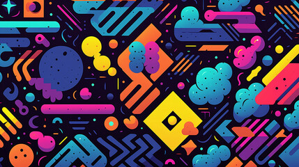 Memphis seamless pattern. Geometric elements memphis in the style of 80's. 