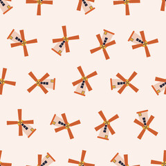 Tower mill seamless pattern. Suitable for backgrounds, wallpapers, fabrics, textiles, wrapping papers, printed materials, and many more. Editable vector.