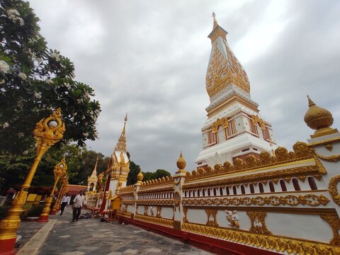 Phra That Phanom and the second wall inside Wat Phra That Phanom. This temple  is a popular destination for those born in the year of the Monkey.