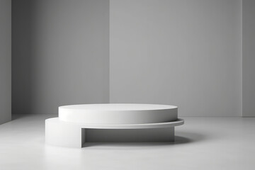 3d background products display podium scene with geometric platform. abstract geometric empty museum stages. podium scene for product display or mockup. Generative AI.