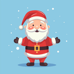 Flat Vector Portrait of Smiling Happy Santa Claus Icon. Cartoon Christmas Santa Claus Icon, Isolated Vector Illustration, Front View
