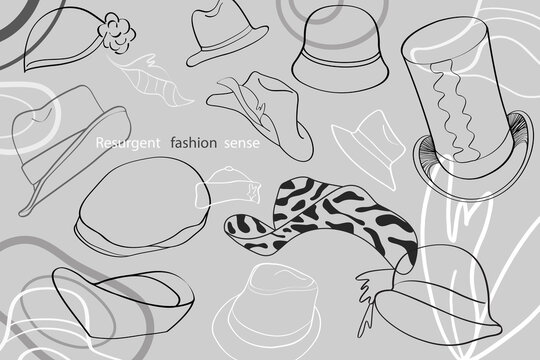 a variety of hat drawings