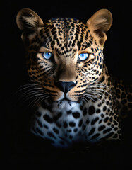 Intense Gaze: Leopard with Striking Blue Eyes
