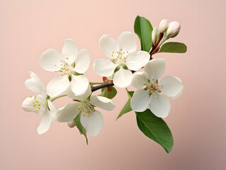 Apple flower in studio background, single apple flower, Beautiful flower, ai generated image