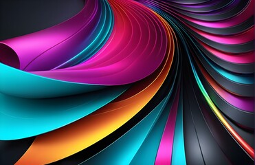 Wallpaper abstract background with multicolored wavy lines, 3d rendering