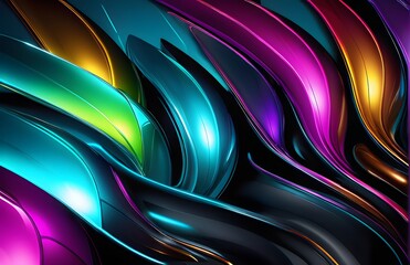 Wallpaper abstract background with multicolored wavy lines, 3d rendering