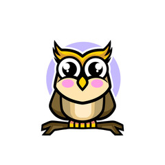 cartoon owl chubby mascot design illustration 