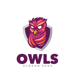 Cute owl emblem mascot logo