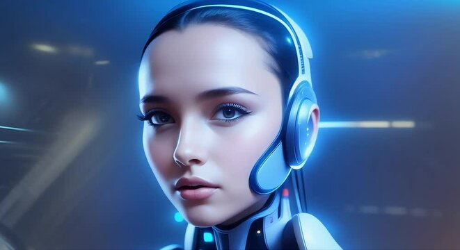 Robot artificial intelligence modern technology portrait of a person with a background