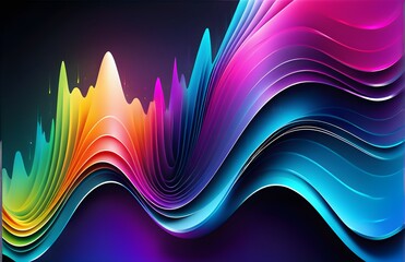 Wallpaper abstract background with multicolored wavy lines, 3d rendering