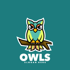 owl on a branch nature logo
