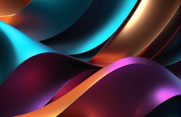 Wallpaper abstract background with multicolored wavy lines, 3d rendering