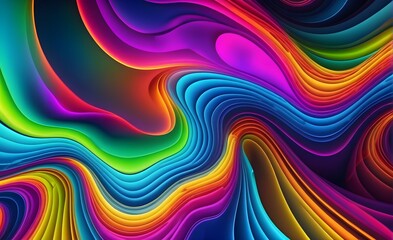 Fototapeta premium Wallpaper abstract background with multicolored wavy smoke, 3d rendering.