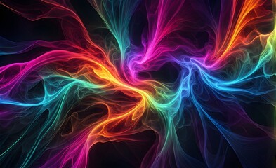 Obraz premium Wallpaper abstract background with multicolored wavy smoke, 3d rendering.