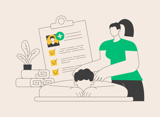 Professional massage therapy abstract concept vector illustration.