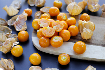 Fresh cape gooseberry. Delicious tropical fruit