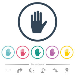 Fototapeta premium Left hand flat color icons in round outlines