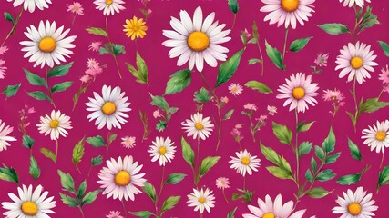 Seamless cute floral vector pattern with meadow flowers . Flower background.Beautiful seamless floral pattern with watercolor hand drawn gentle summer flowers. Stock illustration. Natural artwork.