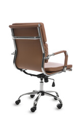Comfortable leather office chair isolated on white